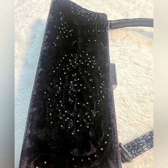 Vintage Marcy Avane’ Black Burnt Embossed Velvet Beaded Evening Bag Holiday - Picture 5 of 16